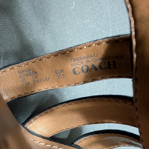 Coach Navy Blue Suede Kennedy Cork Wedge Heel Open Toe Ankle Strap Sandals 7.5B - Picture 10 of 11